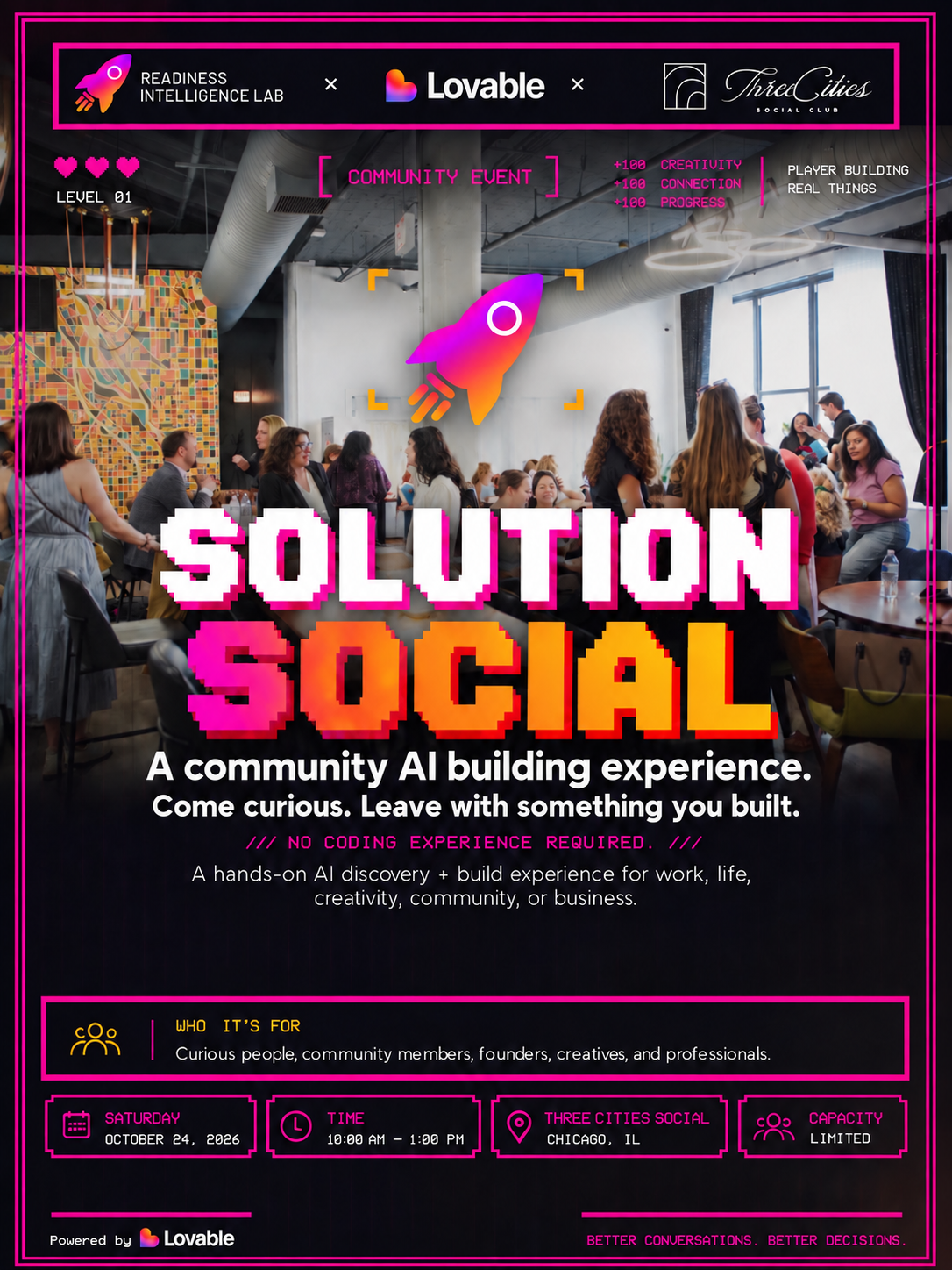 Event poster for Solution Social